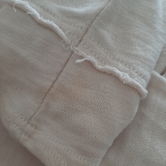 Eddie Bauer Beige Long Cardigan Cotton ruffle raw hem medium - Picture 6 of 7